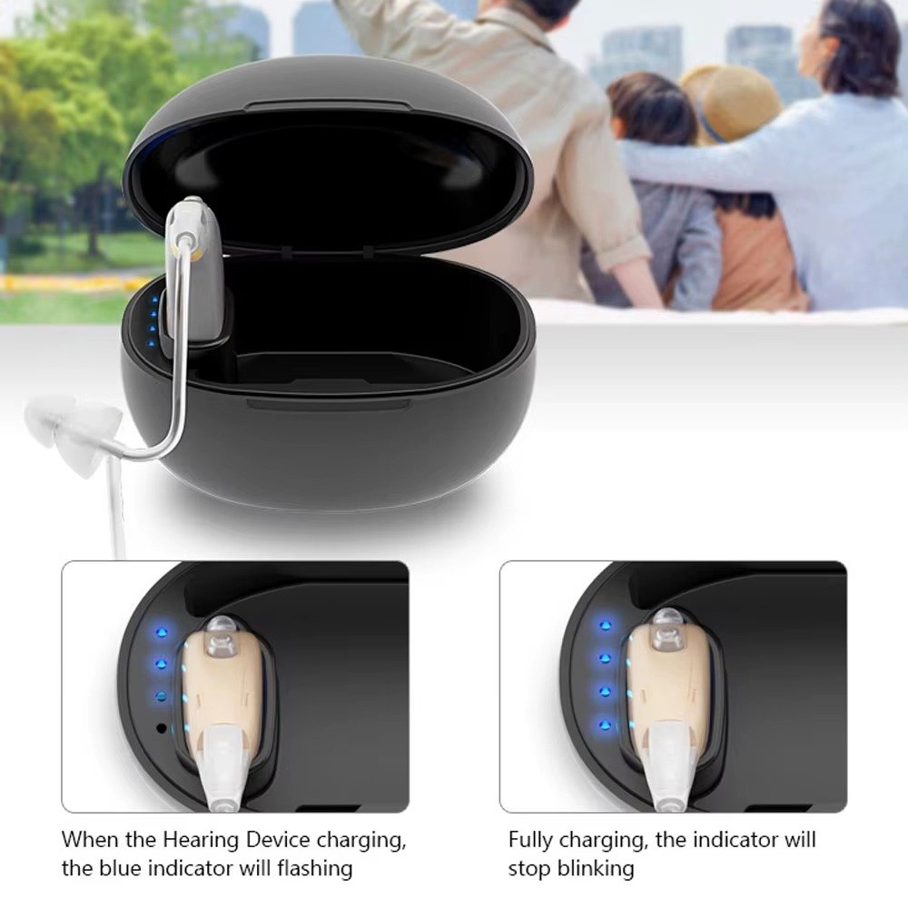 BTE Behind-The-Ear Hearing Aid with USB Charging Base A-318