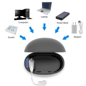 BTE Behind-The-Ear Hearing Aid with USB Charging Base A-318