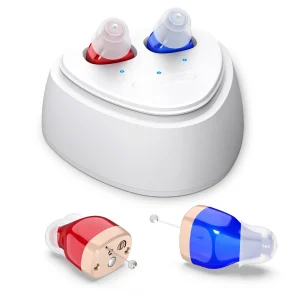 Mini Audífonos Intrauriculares Ultra Pequeños ZF-M608 Azul y Rojo