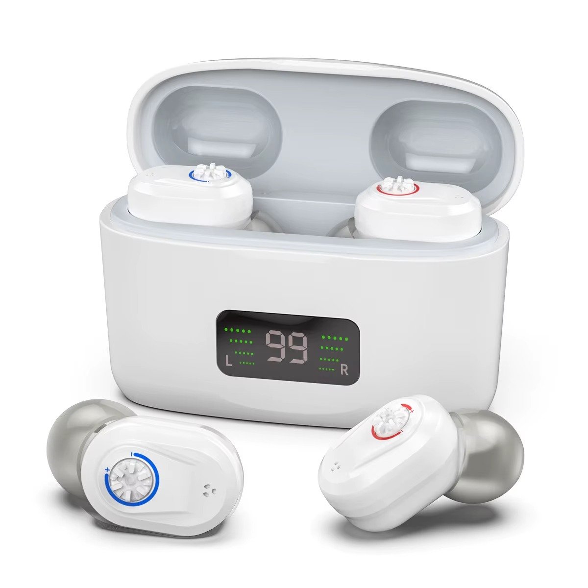 Mini Audífonos Intrauriculares con Pantalla Digital HD Z-127D Blanco