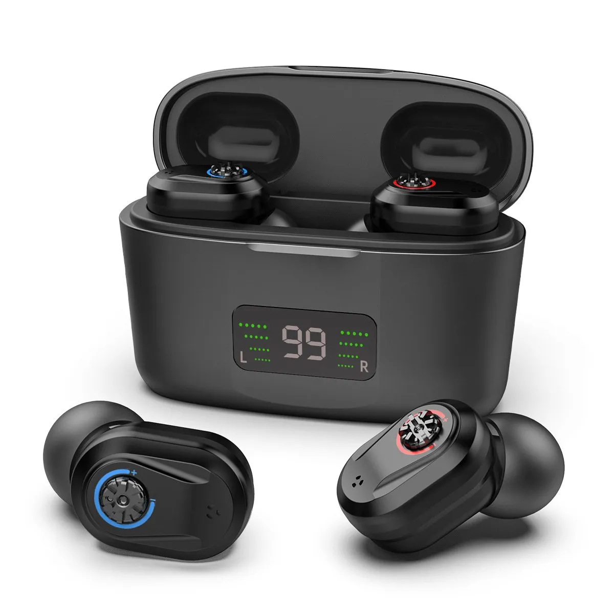 Mini Audífonos Intrauriculares con Pantalla Digital HD Z-127D Negro